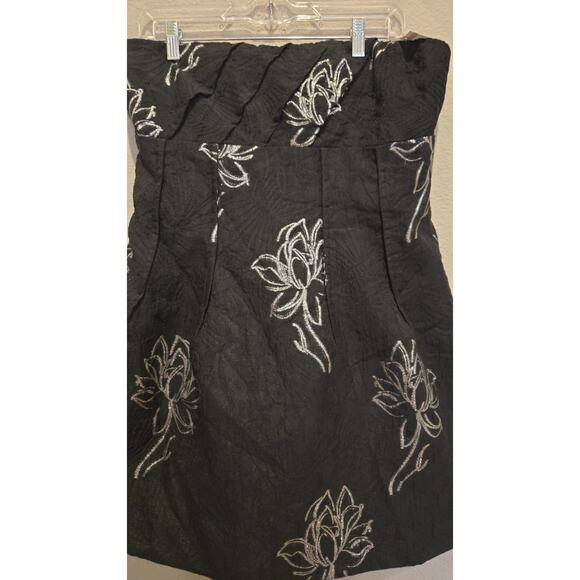 ML Monique Lhuillier Women's Strapless Naomi Jacquard Floral Minidress Black 10 - Picture 4 of 12